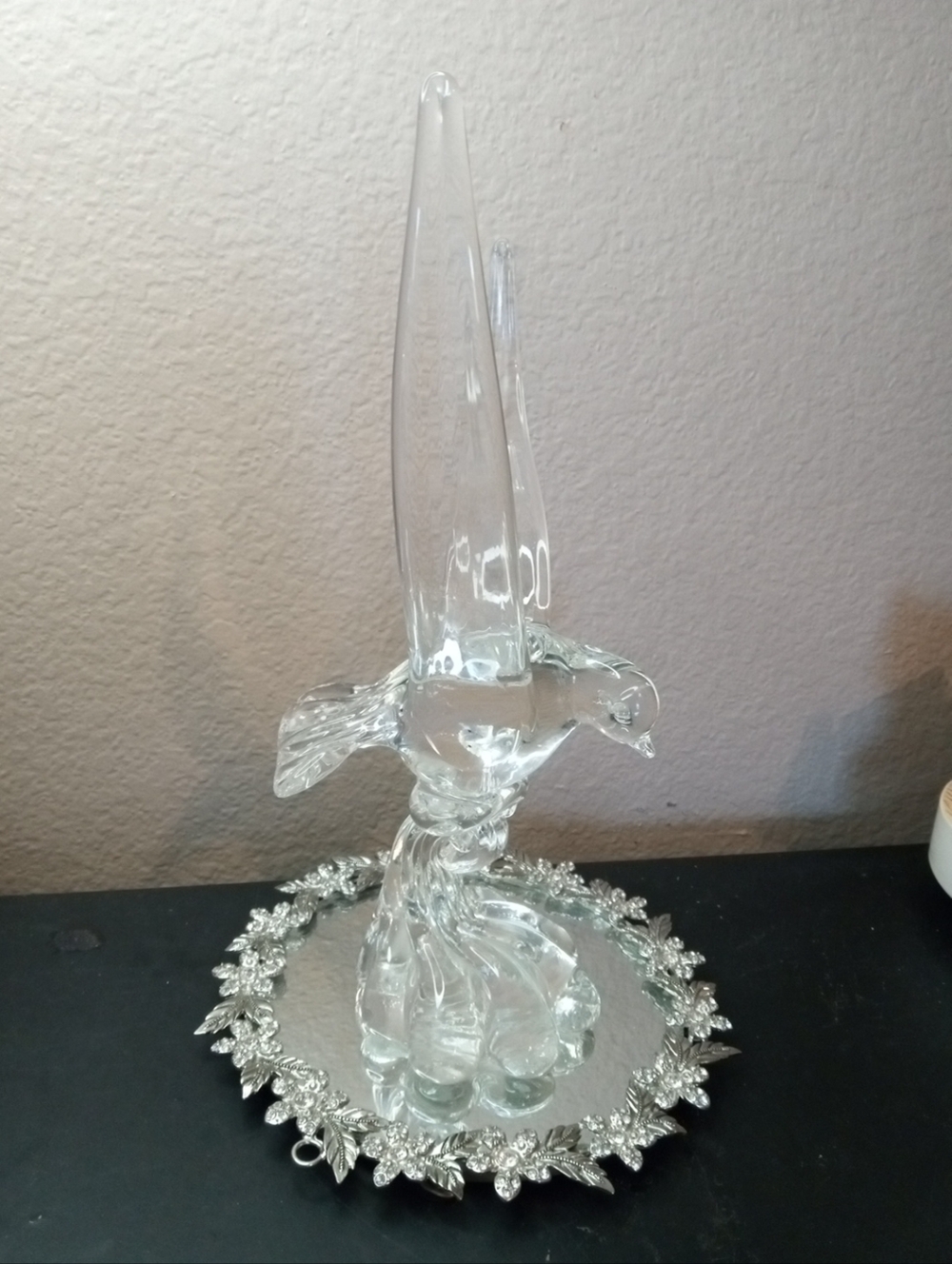 GORGEOUS Bohemia Czech Clear Crystal 11" Bird In Flight Sculpture